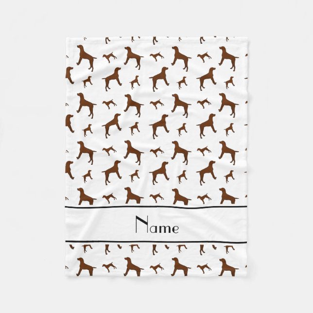 Personalised name white Vizsla dogs Fleece Blanket (Front)