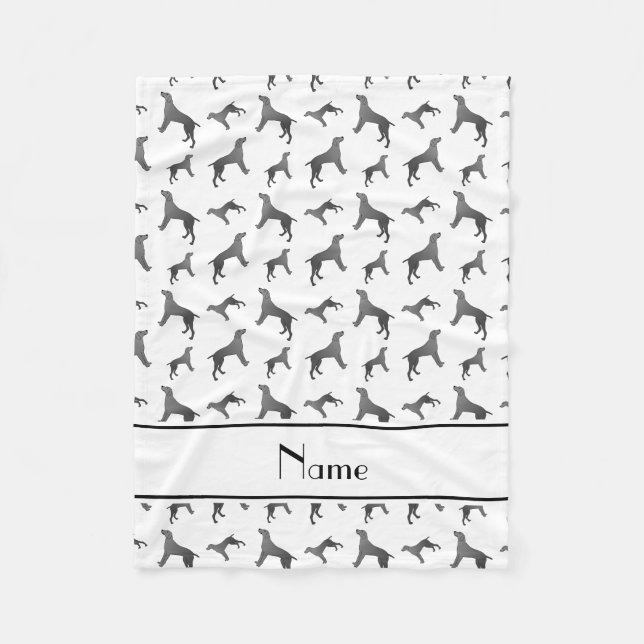 Personalised name white Weimaraner dogs Fleece Blanket (Front)