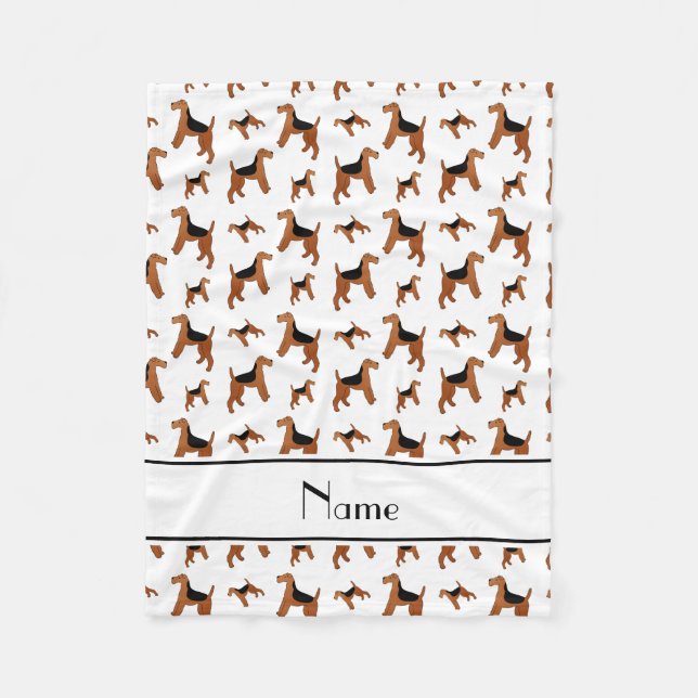 Personalised name white Welsh Terrier dogs Fleece Blanket (Front)