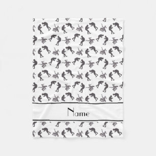 Personalised name white wrestlers fleece blanket