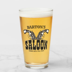 Personalised NAME Wild West Gun Revolver Saloon Glass