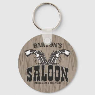 Personalised NAME Wild West Gun Revolver Saloon Key Ring