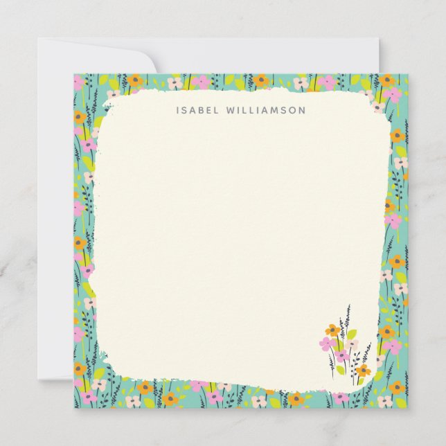 Personalised Name Wildflower Floral Garden Green Card (Front)