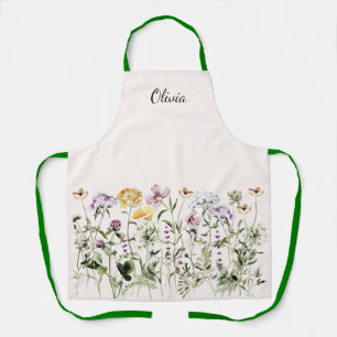 Personalised Name Wildflower Garden Apron