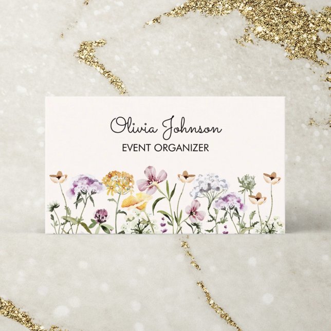 Personalised Name Wildflower Garden Business Card (Close Up, Front Side)