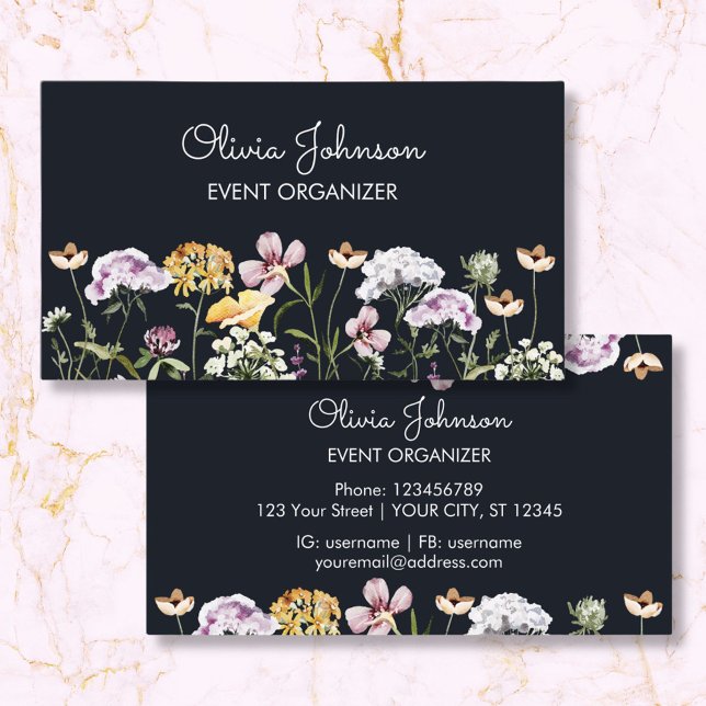 Personalised Name Wildflower Garden Business Card (Front and Back)
