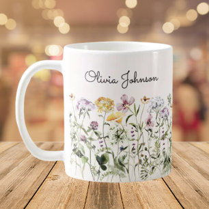 Personalised Name Wildflower Garden Coffee Mug