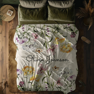Personalised Name Wildflower Garden Fleece Blanket