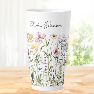 Personalised Name Wildflower Garden Latte Mug