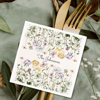 Personalised Name Wildflower Garden Napkin
