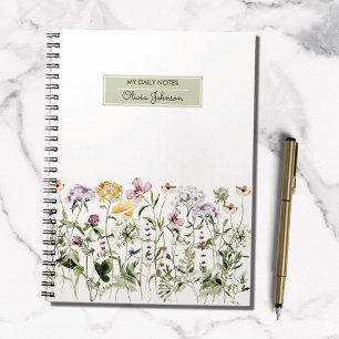 Personalised Name Wildflower Garden Notebook