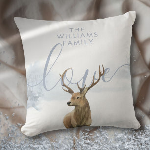 Personalised Name Winter Stag Christmas Cushion