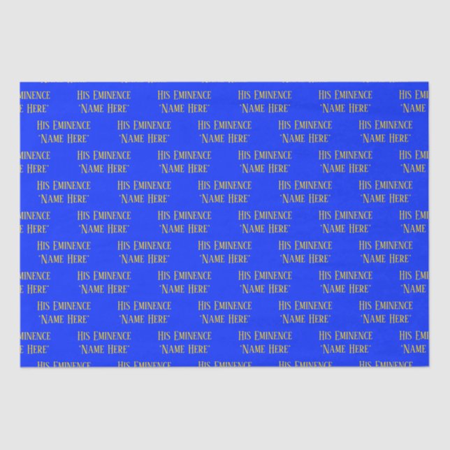 Personalised Name Wish Elegant Royal Blue Yellow Tissue Paper (Front)