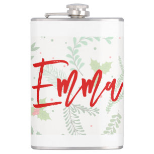 Personalised name with Christmas pattern Hip Flask