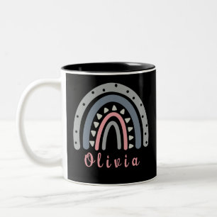 Personalised Name with Cool Boho Rainbow Two-Tone Coffee Mug