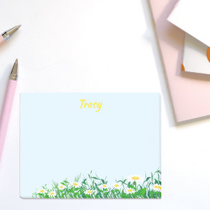 Personalised Name with Daisy Flowers Light Blue Post-it Notes
