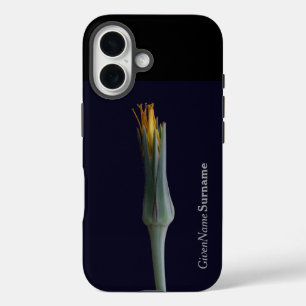 Personalised Name with Elegant Flower on Black iPhone 16 Case