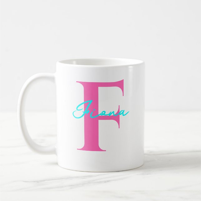 Personalised Name With Initial Gift For Him Her Coffee Mug (Left)