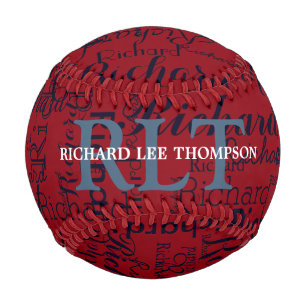 personalised name with initials monogram baseball