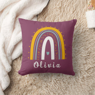Personalised Name with Minimalist Boho Rainbow Cushion
