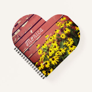 Personalised Name with Rustic Wood & Flowers  Notebook