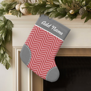 Personalised Name with Trendy Chevron Pattern Small Christmas Stocking