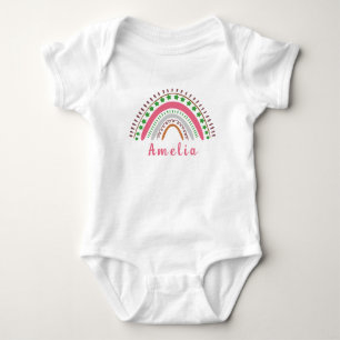Personalised Name with Whimsical Boho Rainbow Baby Bodysuit