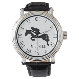 Personalised Name withe and black Horse  Watch