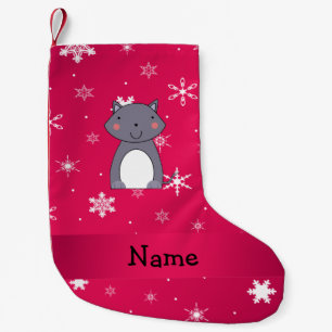 Personalised name wolf pink snowflakes small christmas stocking