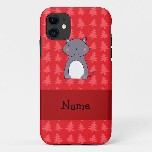 Personalised name wolf red christmas trees Case-Mate iPhone case (Back)