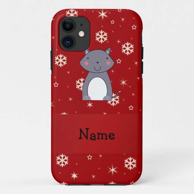 Personalised name wolf red snowflakes Case-Mate iPhone case (Back)
