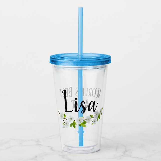personalised name / worlds best aunt tumbler (Front)
