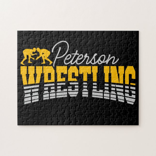 Personalised NAME Wrestling School Team Wrestler Jigsaw Puzzle (Horizontal)