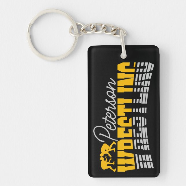 Personalised NAME Wrestling School Team Wrestler  Key Ring (Front)