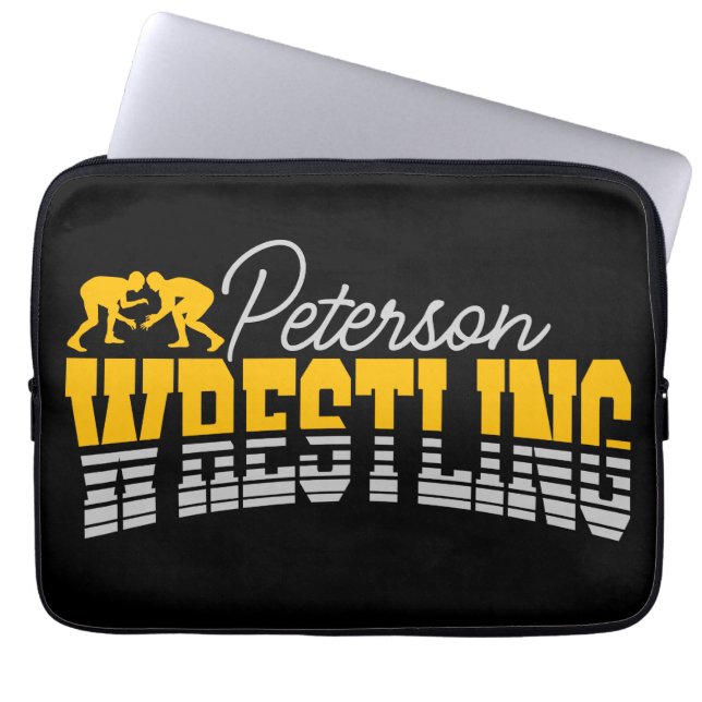 Personalised NAME Wrestling School Team Wrestler  Laptop Sleeve (Front)