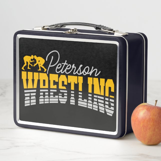 Personalised NAME Wrestling School Team Wrestler  Metal Lunch Box (In Situ)