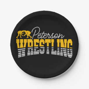 Personalised NAME Wrestling School Team Wrestler  Paper Plate