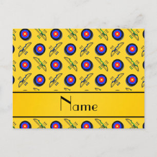 Personalised name yellow archery postcard
