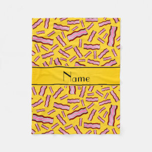 Personalised name yellow bacon pattern fleece blanket
