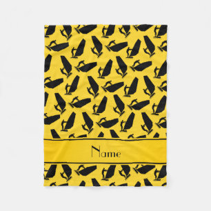 Personalised name yellow black windsurfing fleece blanket