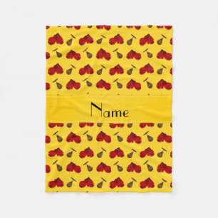 Personalised name yellow boxing pattern fleece blanket