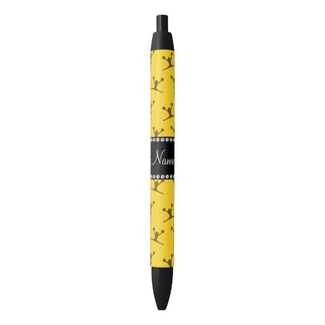 Personalised name yellow cheerleader pattern black ink pen (Front Vertical)