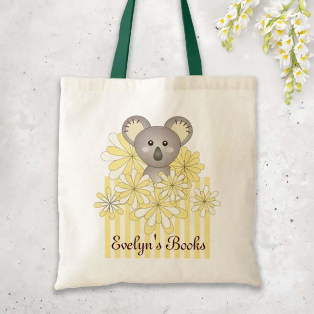 Personalised Name Yellow Cute Baby Koala Kids Tote Bag (Creator Uploaded)