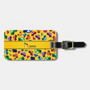 Personalised name yellow cute car pattern luggage tag