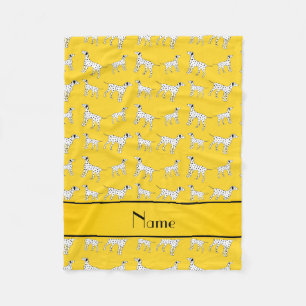 Personalised name yellow dalmatian dogs fleece blanket