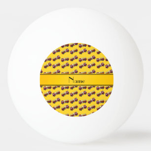 Personalised name yellow firetrucks ping pong ball