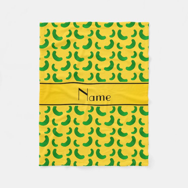 Personalised name yellow green pickles fleece blanket (Front)