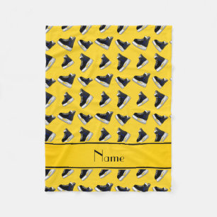 Personalised name yellow hockey skates fleece blanket