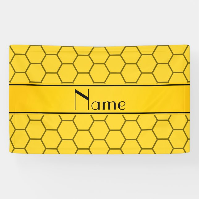 Personalised name yellow honeycomb banner (Horizontal)