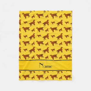 Personalised name yellow irish setter dogs fleece blanket
